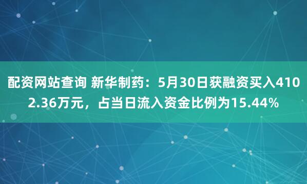 配资网站查询 新华制药：5月30日获融资买入4102.36万元，占当日流入资金比例为15.44%